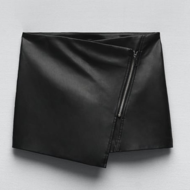 Zara Faux Leather Mini Skirt Black Size M Nwt